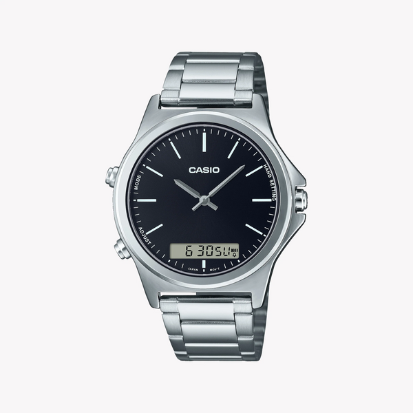 Casio Men's Silver Stainless Steel Watch, Black Dial | Mtp-Vc01d-1eudf by i-watch