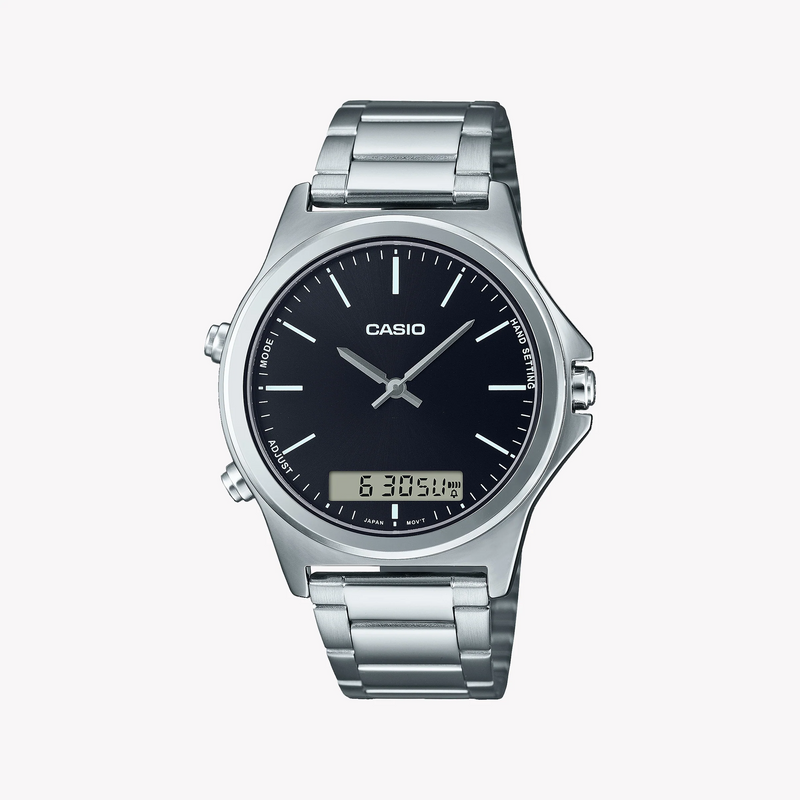 Casio Men's Silver Stainless Steel Watch, Black Dial | Mtp-Vc01d-1eudf by i-watch