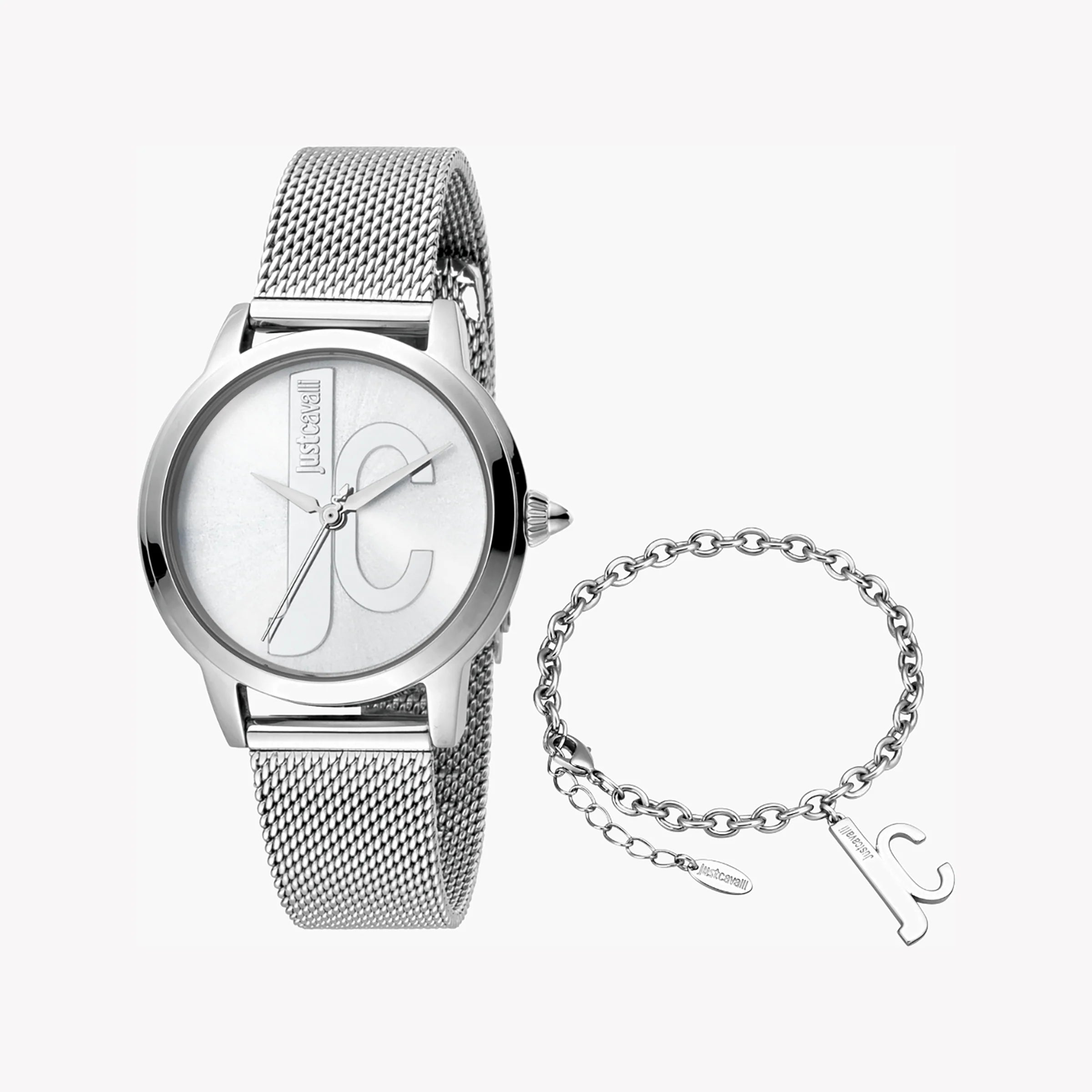 JUST CAVALLI Women's Watch with Silver Stainless Steel Case and Silver Stainless Steel Band