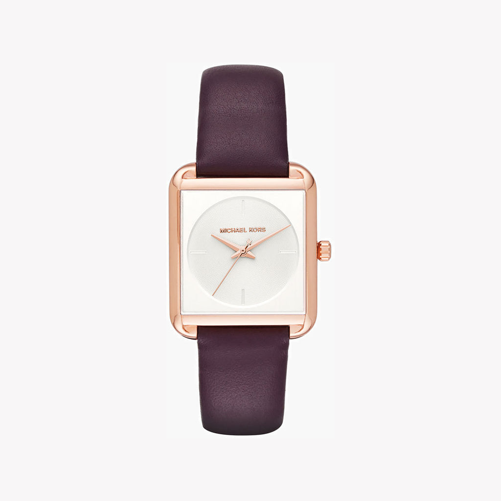MICHAEL KORS MK2585 ROSE GOLD & PURPLE LEATHER - CHIC MODERN WOMEN'S WATCH