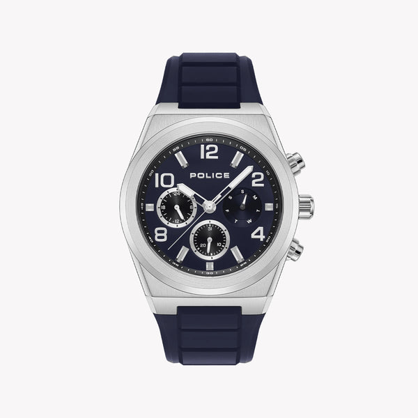 Police Men's Silver Leather Watch, Black Dial | Pewjq2226701 by i-watch