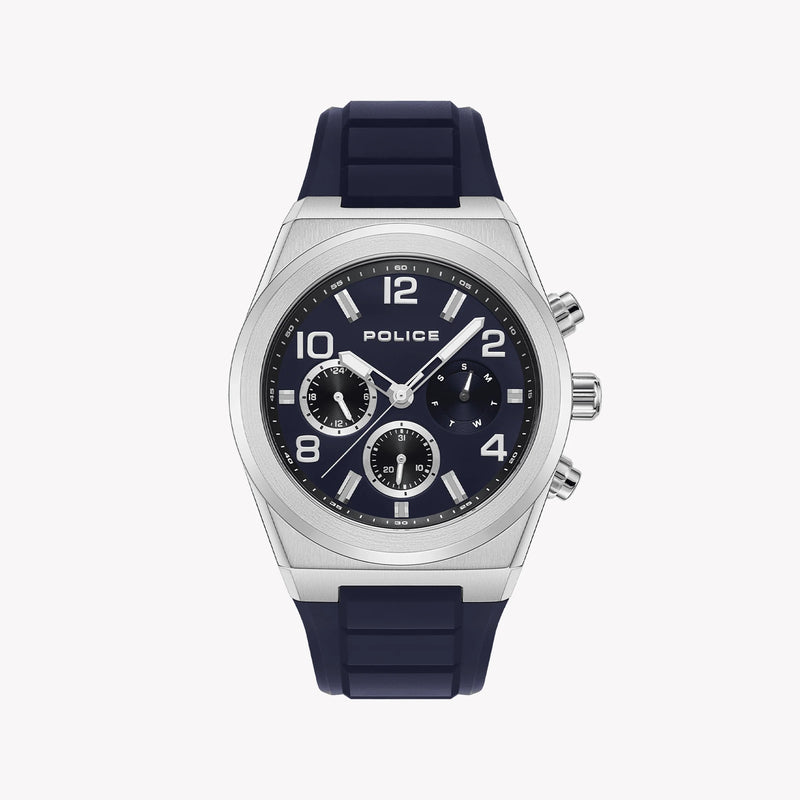 Police Men's Silver Leather Watch, Black Dial | Pewjq2226701 by i-watch