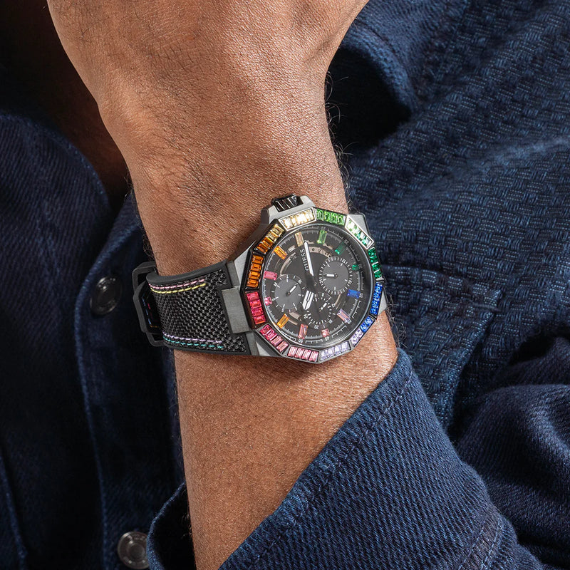 GUESS GW0701G1 BOLD STRIKE - BLACK RECYCLED STEEL MEN'S WATCH WITH COMFORTABLE NYLON/SILICONE BAND-i-Watch-5