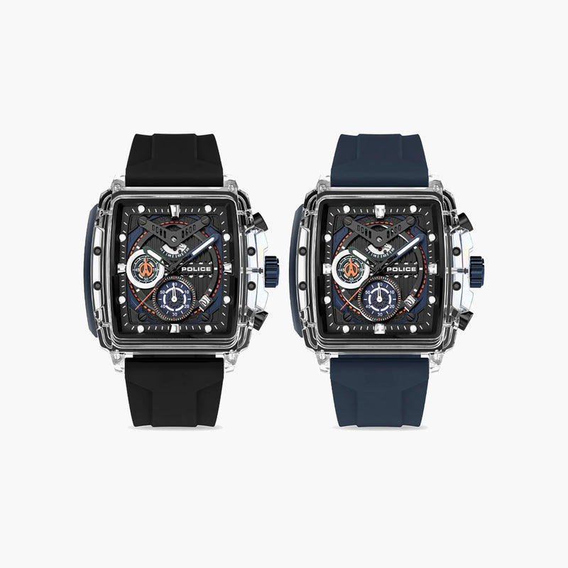 Police Watches Men's Black Stainless Steel, White Silicone | Pewgo0052401-Set by i-watch