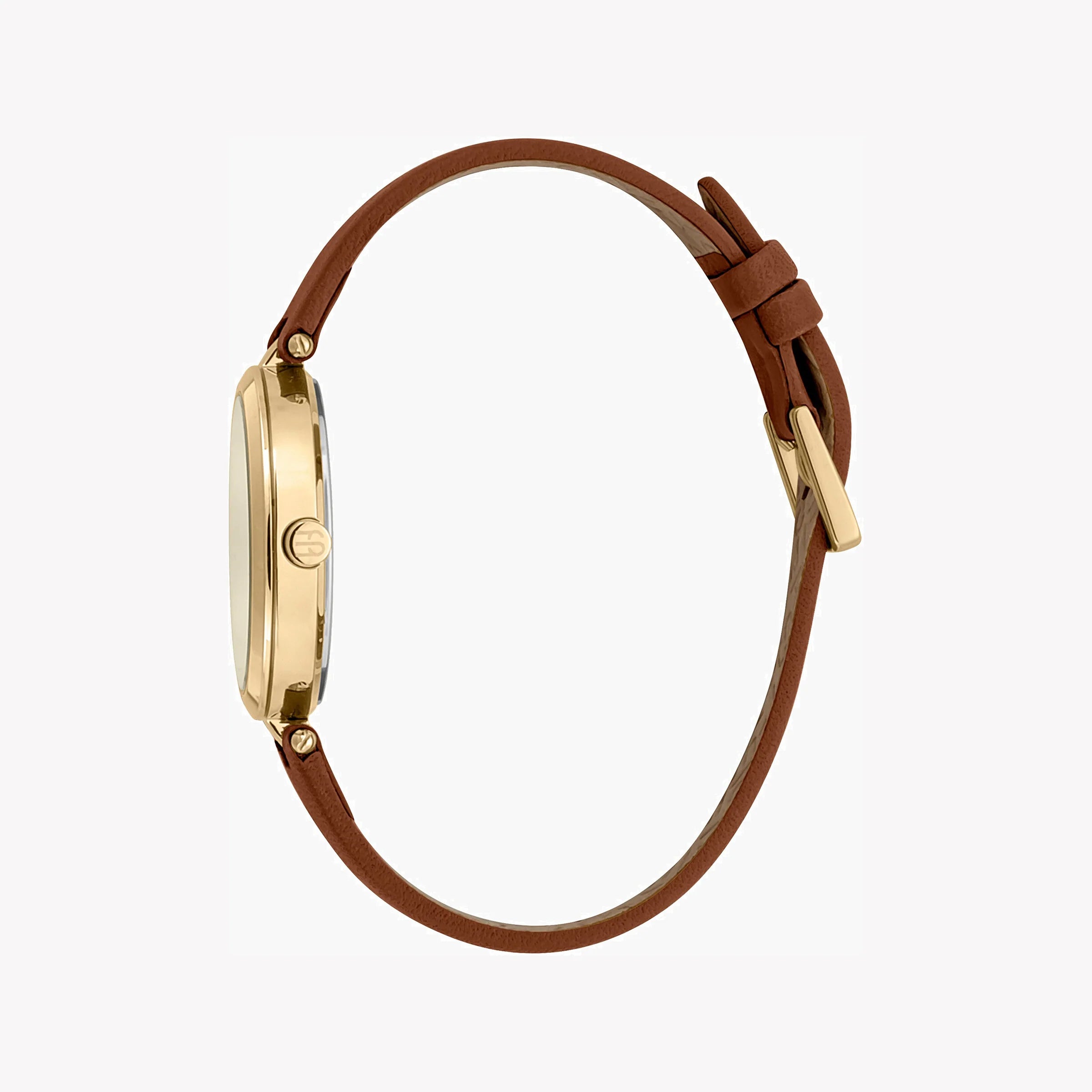 ESPRIT Women's Watch with Gold Stainless Steel Case and Brown Leather Band