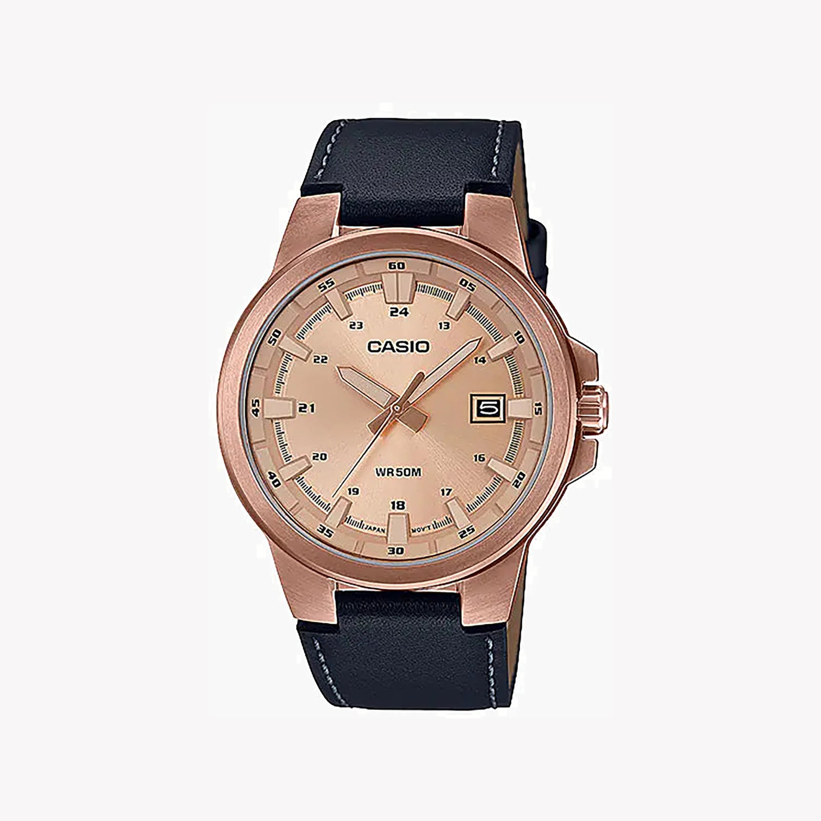Casio Mtp-E173rl-5avdf - Elegance Meets Adventure Men's Timepiece With Rose Gold Dial & Leather Band by i-watch
