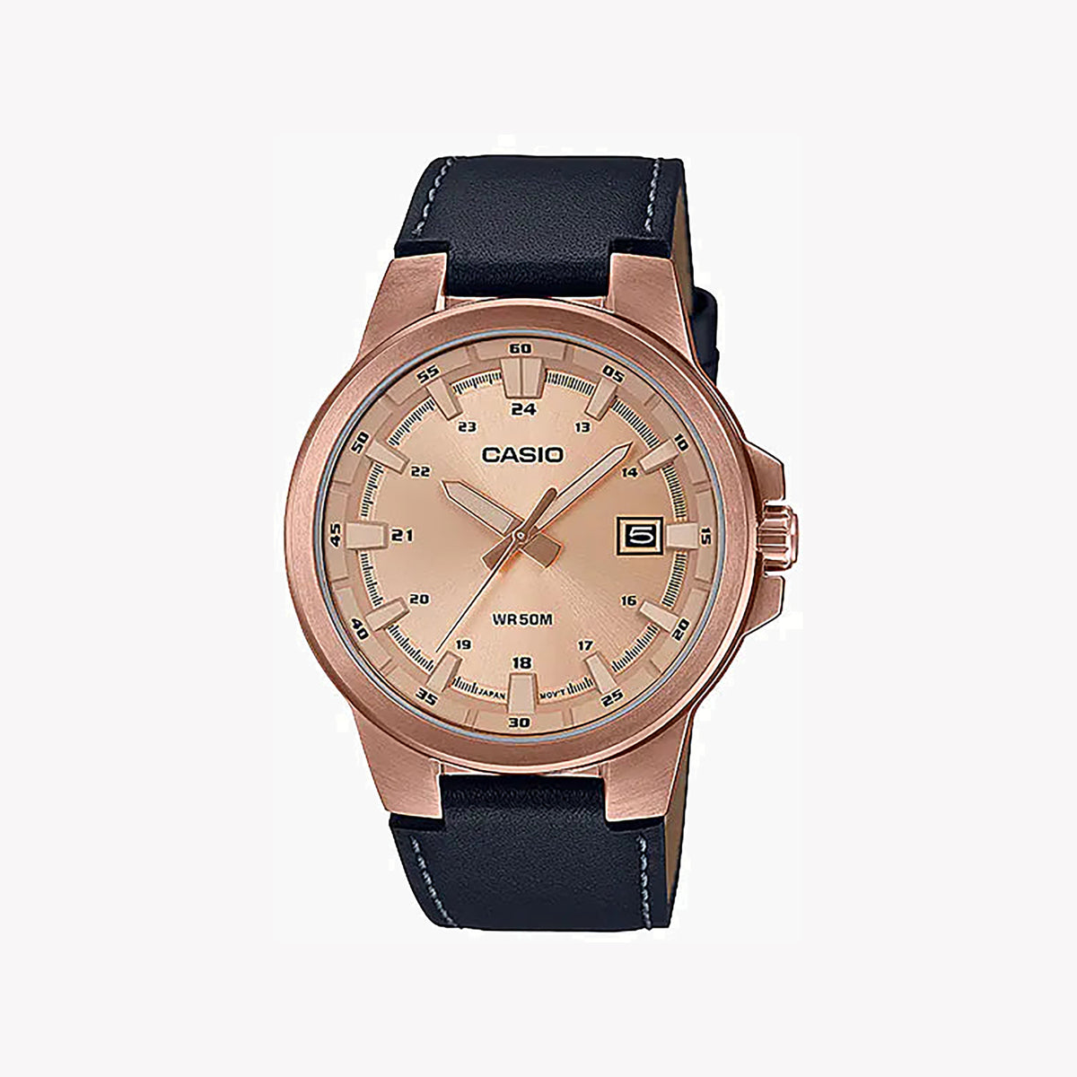 CASIO MTP-E173RL-5AVDF - ELEGANCE MEETS ADVENTURE MEN'S TIMEPIECE WITH ROSE GOLD DIAL & LEATHER BAND