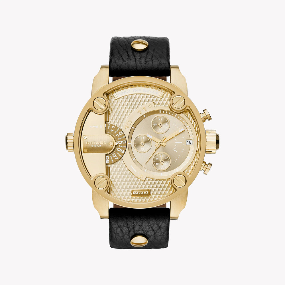 Diesel Men's Gold Watch, Black Leather Band | Dz7363 by i-watch