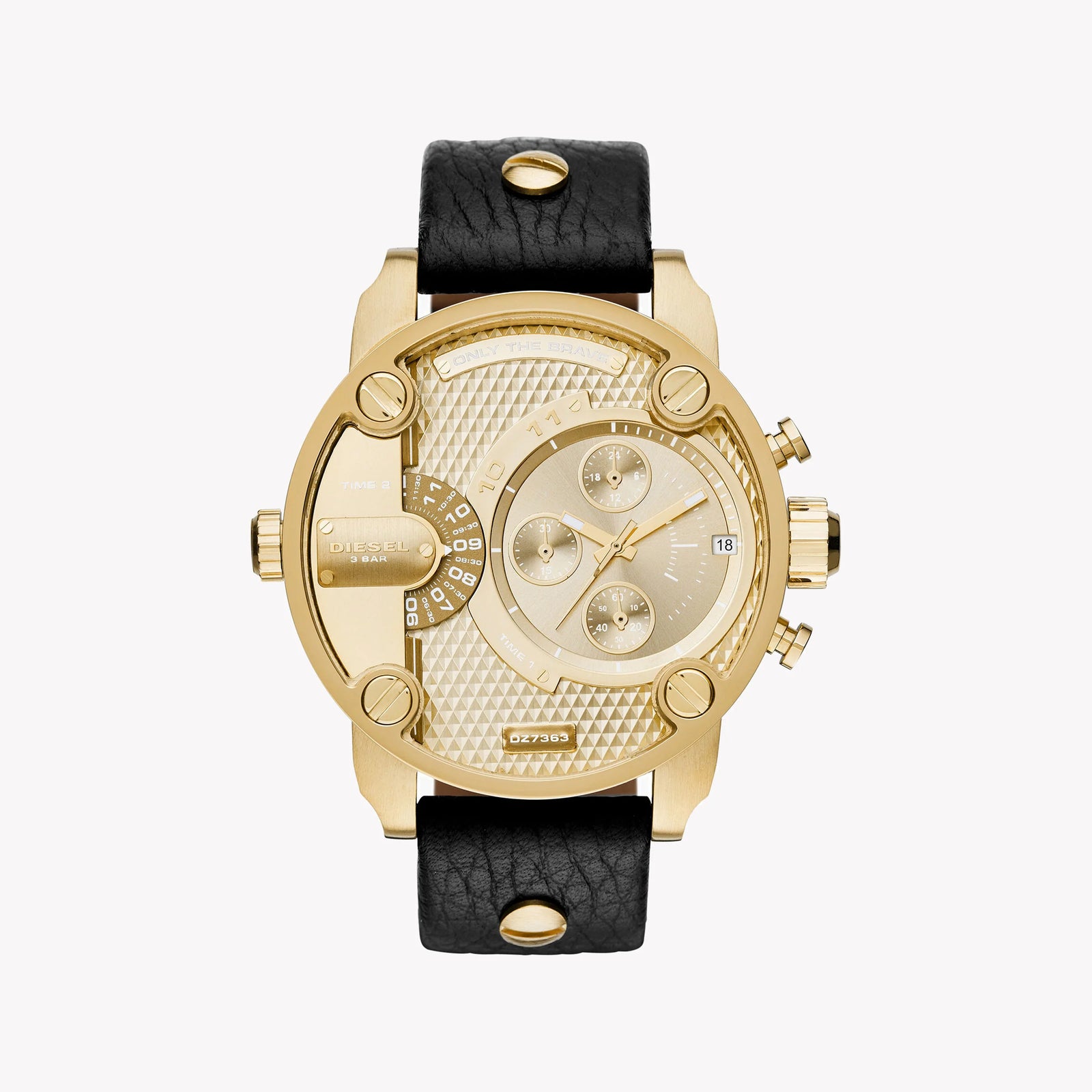 Diesel Men's Gold Watch, Black Leather Band | Dz7363 by i-watch