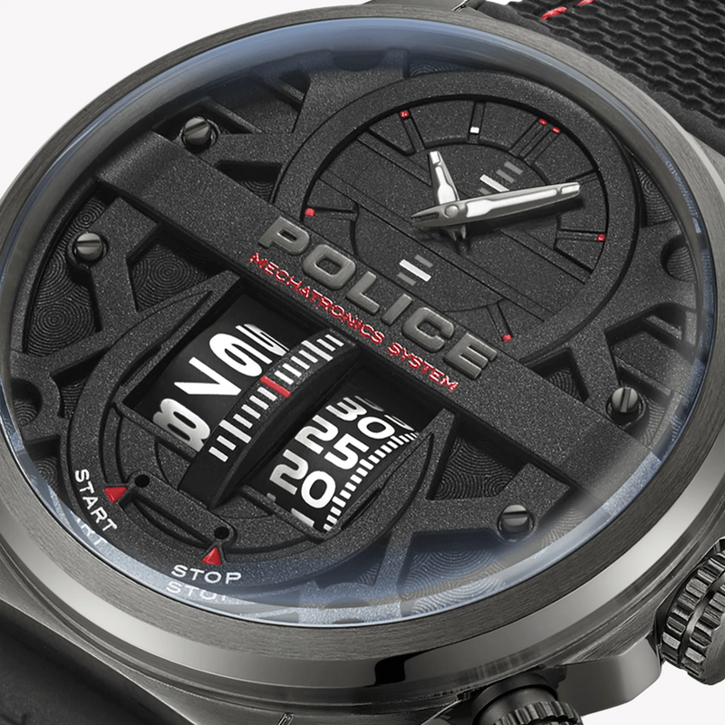Police Men's Silver Stainless Steel, Black Silicone | Pewjm0006505 by i-watch