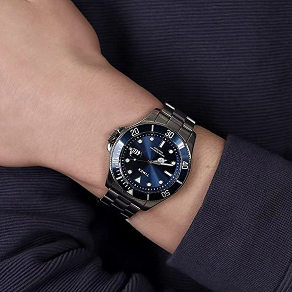 Timex Men's Silver Stainless Steel, Blue Dial | Tw2u41900