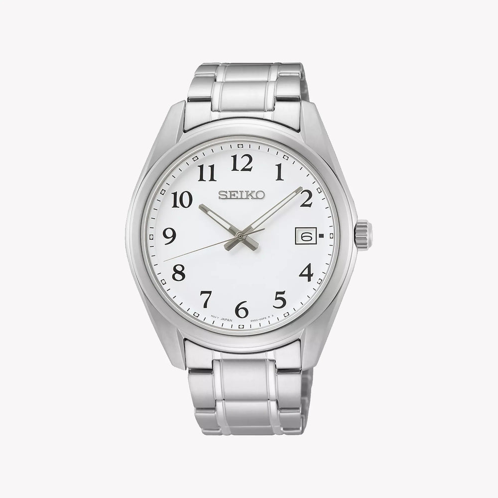 Seiko Men's Silver Stainless Steel Watch, White Dial | Sur459p1 by i-watch