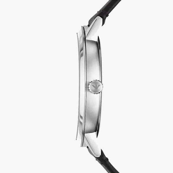 Emporio Armani Men's Silver Watch, Black Dial | Ar80064set by i-watch