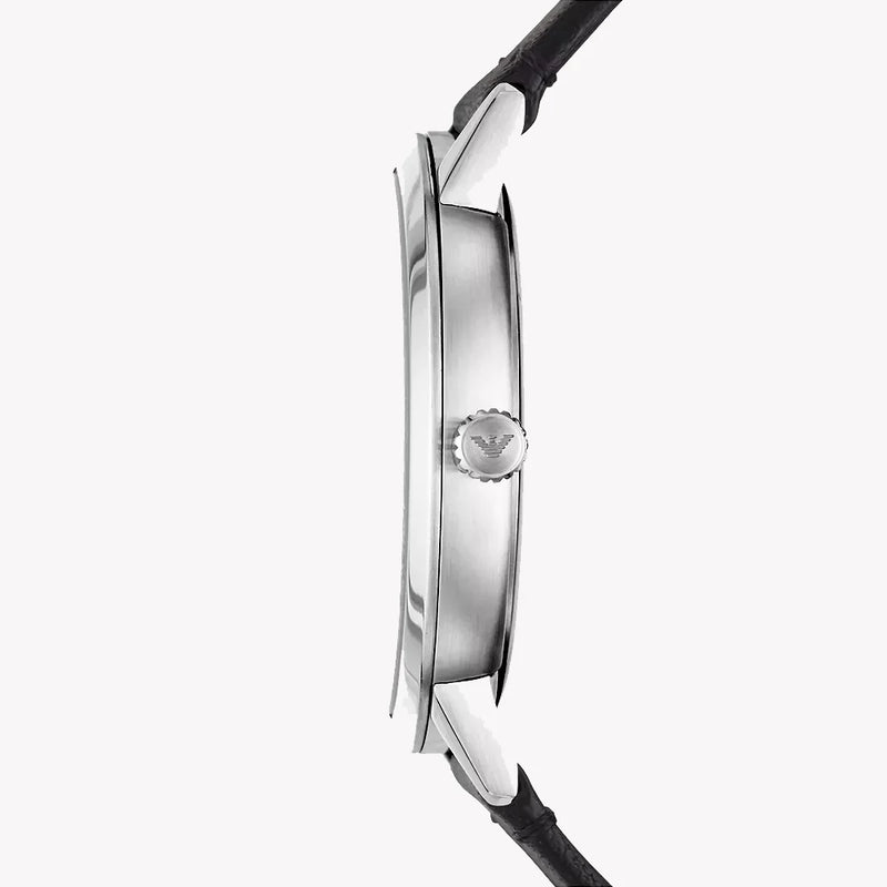 Emporio Armani Men's Silver Watch, Black Dial | Ar80064set by i-watch
