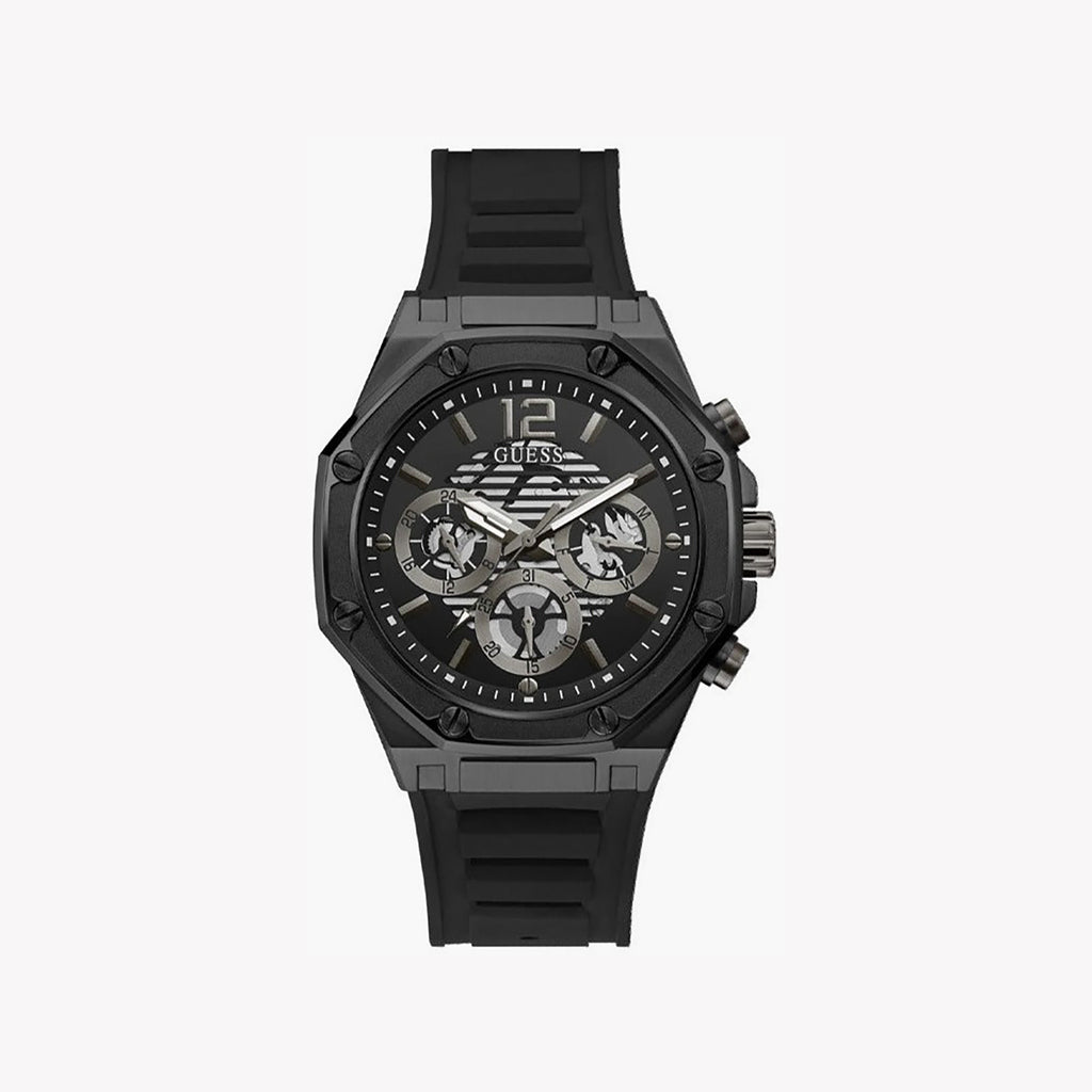 GUESS GW0263G4 BOLD SOPHISTICATION - MEN'S BLACK STAINLESS STEEL TIMEPIECE WITH SILICONE BAND
