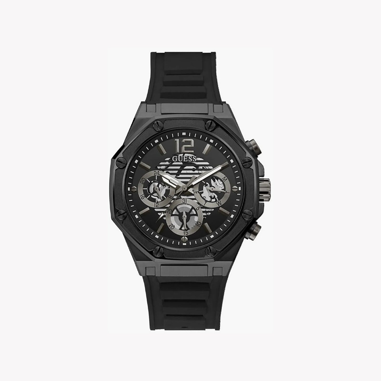 Guess Men's Black Silicone Watch, Black Stainless Steel | Gw0263g4 by i-watch