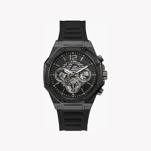 Guess Men's Black Silicone Watch, Black Stainless Steel | Gw0263g4 by i-watch