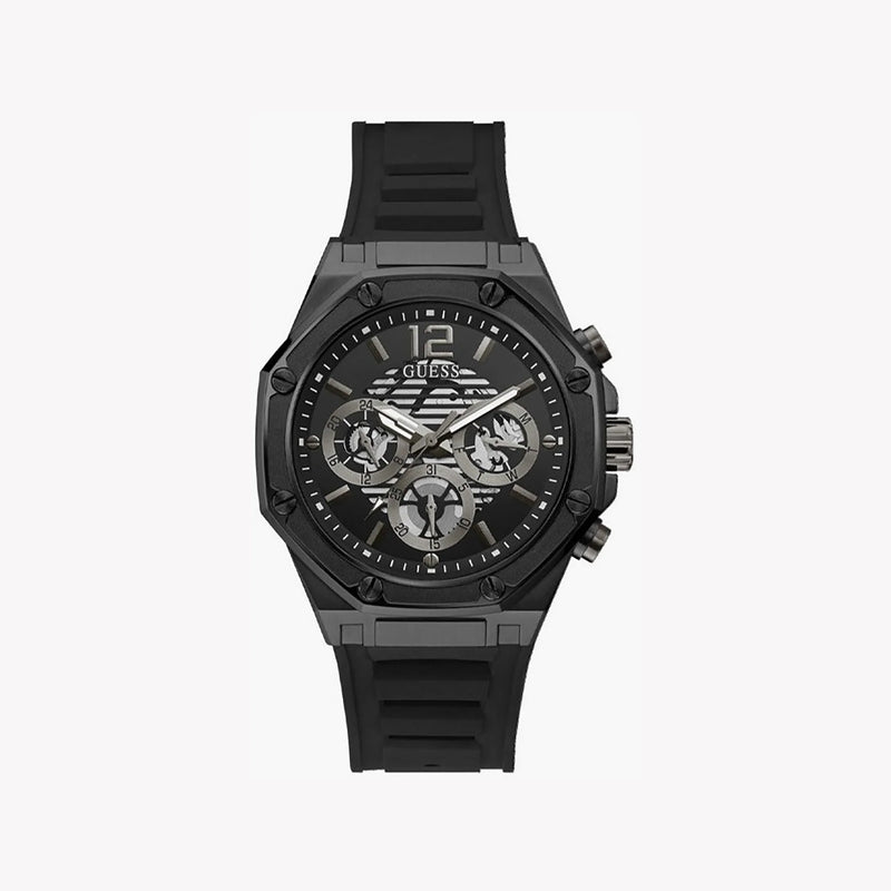 Guess Men's Black Silicone Watch, Black Stainless Steel | Gw0263g4 by i-watch