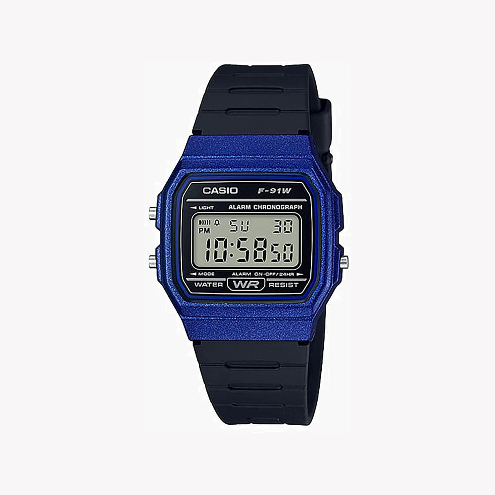 CASIO F-91WM-2A BOLD ADVENTURE - SPORTY DIGITAL WATCH WITH BLUE RESIN CASE & BLACK BAND-i-Watch-3