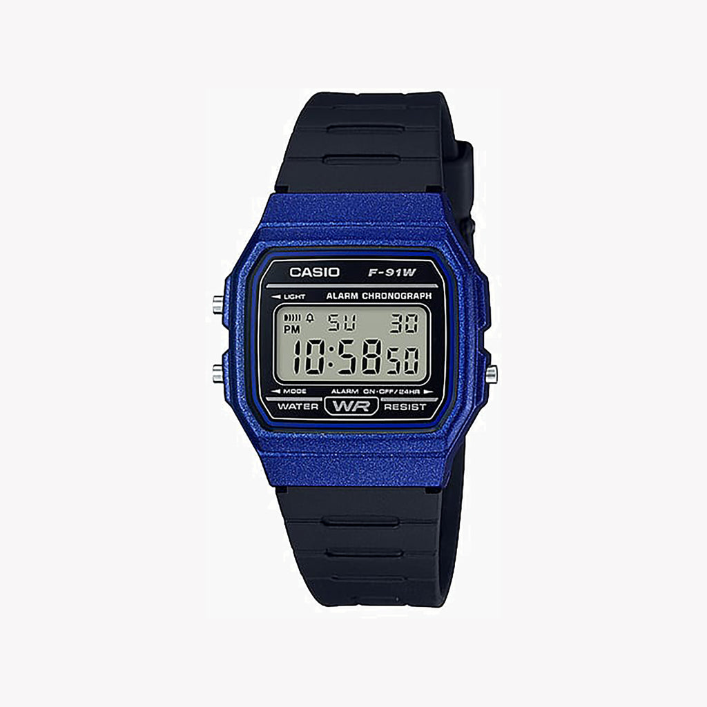 CASIO F-91WM-2A BOLD ADVENTURE - SPORTY DIGITAL WATCH WITH BLUE RESIN CASE & BLACK BAND-i-Watch-3