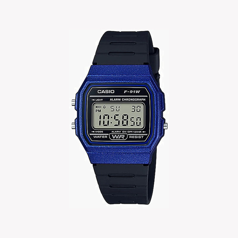 CASIO F-91WM-2A BOLD ADVENTURE - SPORTY DIGITAL WATCH WITH BLUE RESIN CASE & BLACK BAND-i-Watch-3