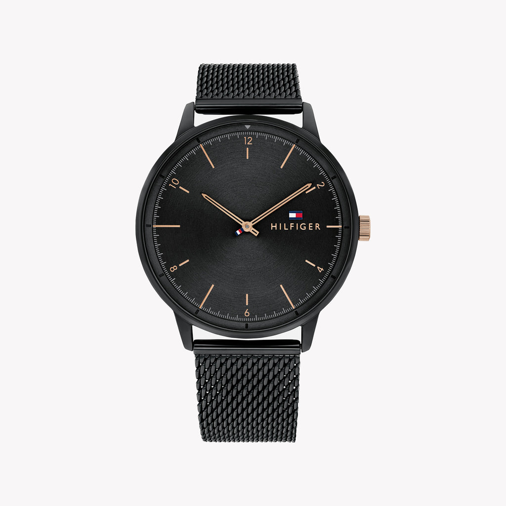 TOMMY HILFIGER 1681404 - BOLD BLACK STAINLESS STEEL MEN'S WATCH - SOPHISTICATED STYLE & FUNCTIONALITY