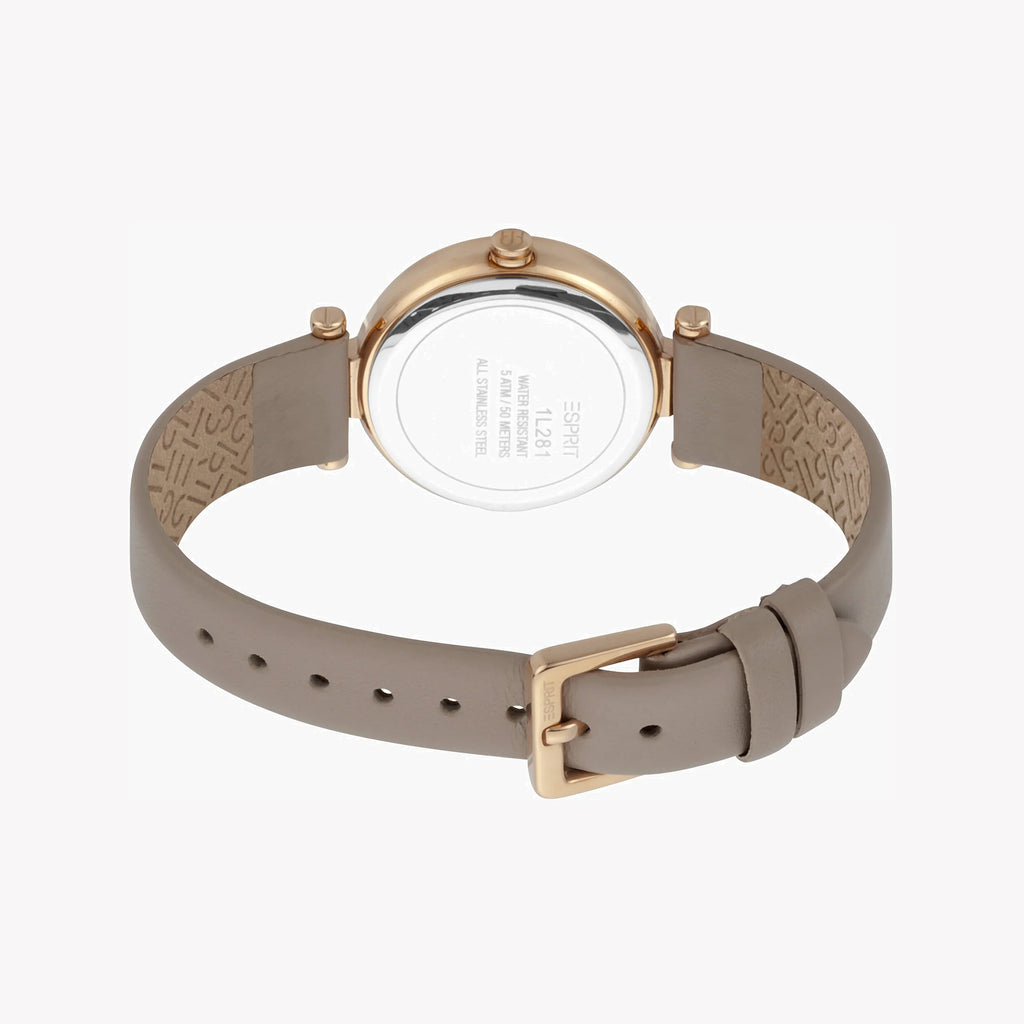 ESPRIT Women's Watch with Rose Gold Stainless Steel Case and Beige Leather Band-i-Watch-4