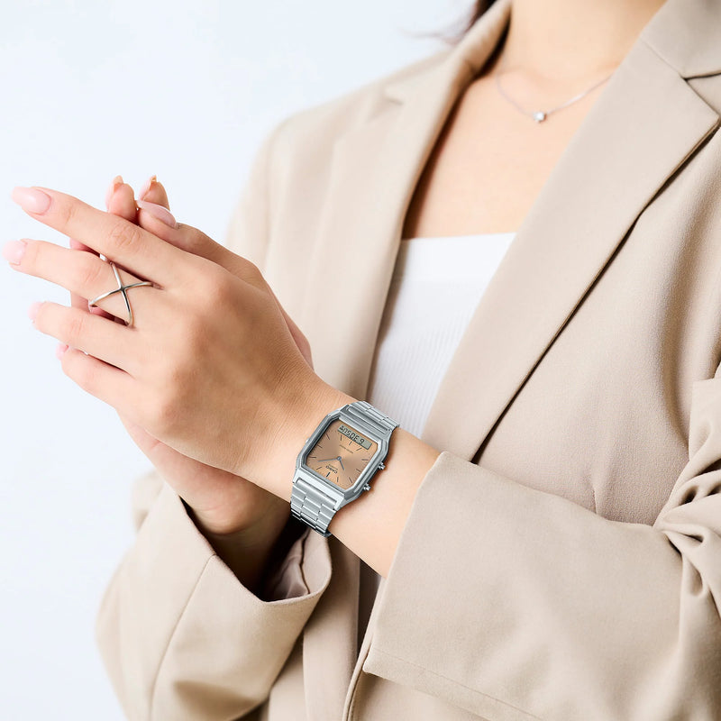 Casio Women's Pink Copper Watch, Silver & Rose Gold | Aq-230a-4amqyes by i-watch