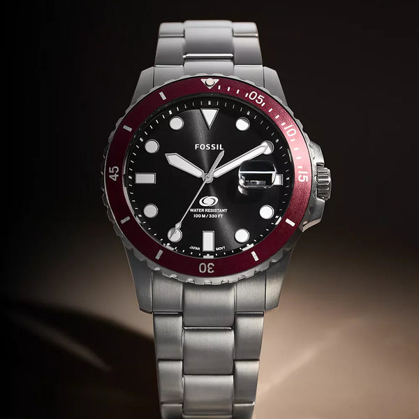 Fossil Men's Silver Stainless Steel, Black Dial | Fs6013 by i-watch