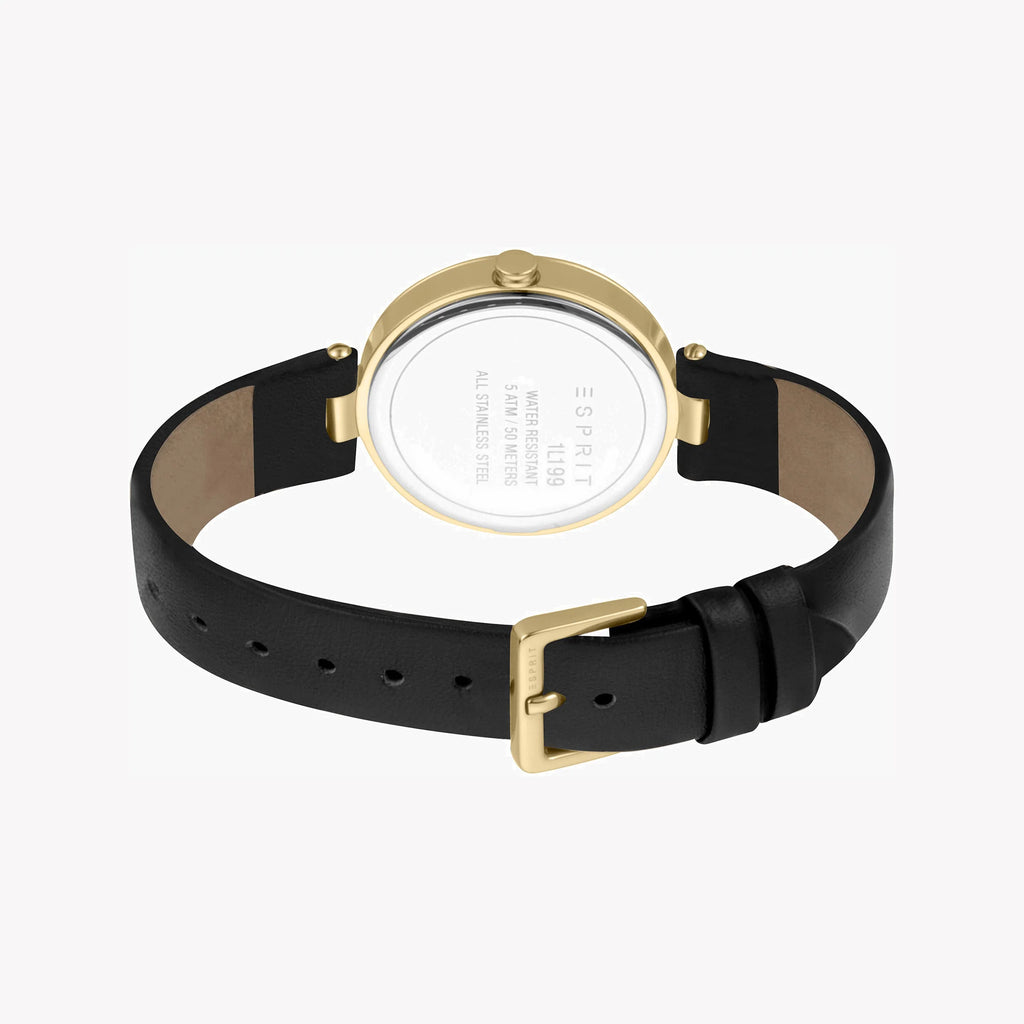 ESPRIT Women's Watch with Gold Stainless Steel Case and Black Leather Band-i-Watch-3