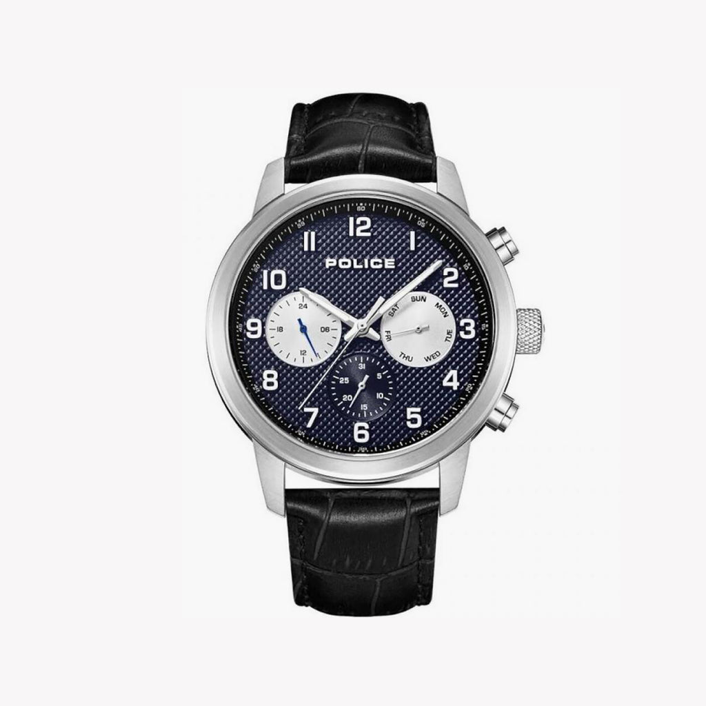 POLICE PEWJK2228202 TIMELESS ELEGANCE - STYLISH MEN'S WATCH WITH BLUE DIAL & LEATHER BAND