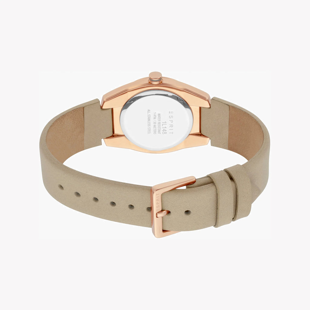 ESPRIT Women's Watch with Rose Gold Stainless Steel Case and Sand Leather Band-i-Watch-3