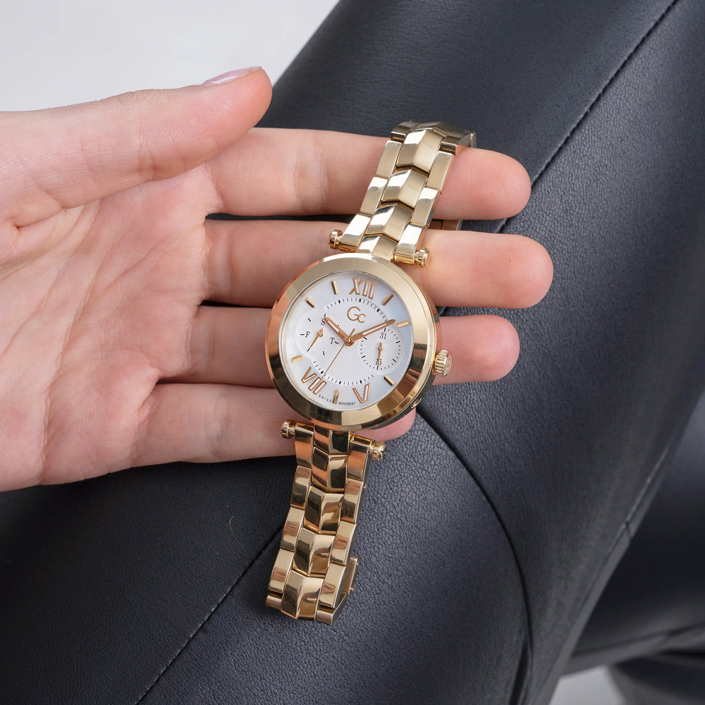 Guess Women's Gold Stainless Steel Watch, White Dial | Y92002l1mf by i-watch