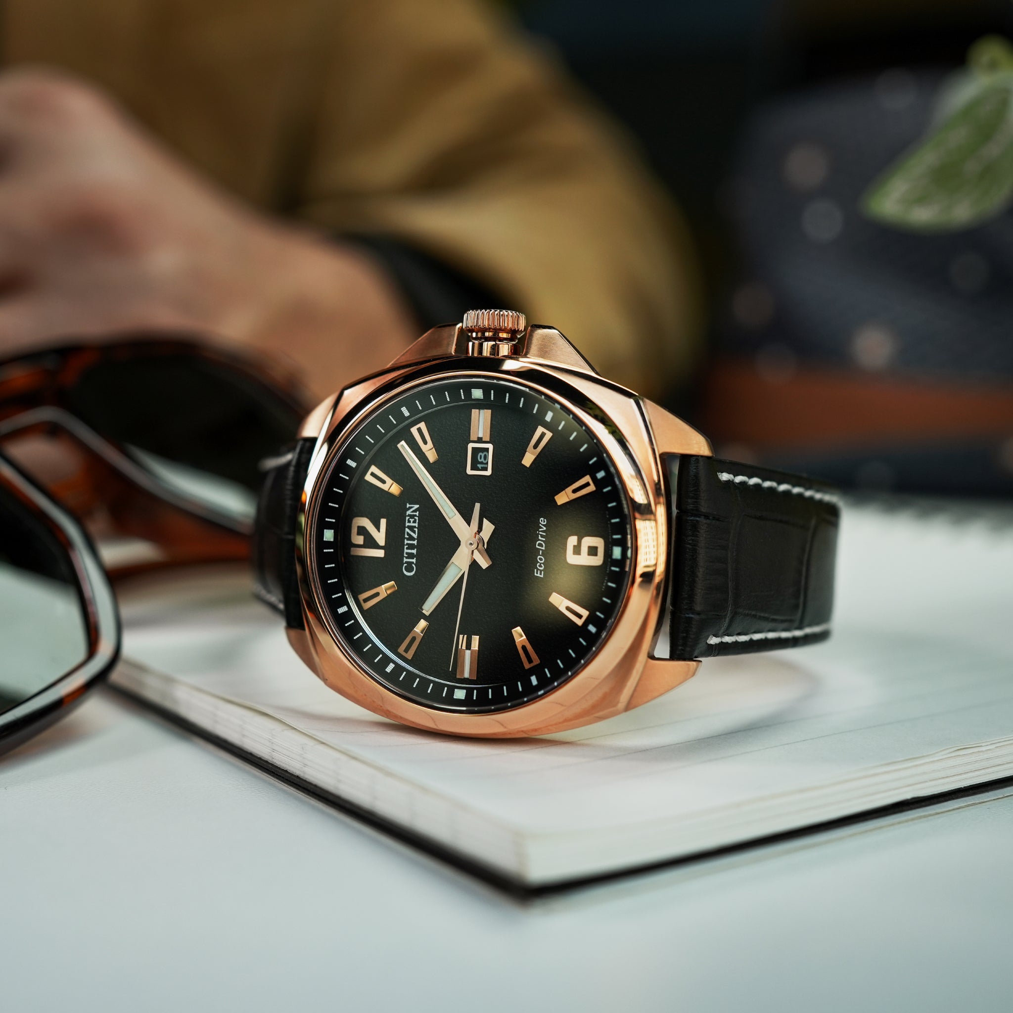 CITIZEN AW1723-02E BOLD ELEGANCE - ROSE GOLD & BLACK LEATHER TIMEPIECE for the Modern Man