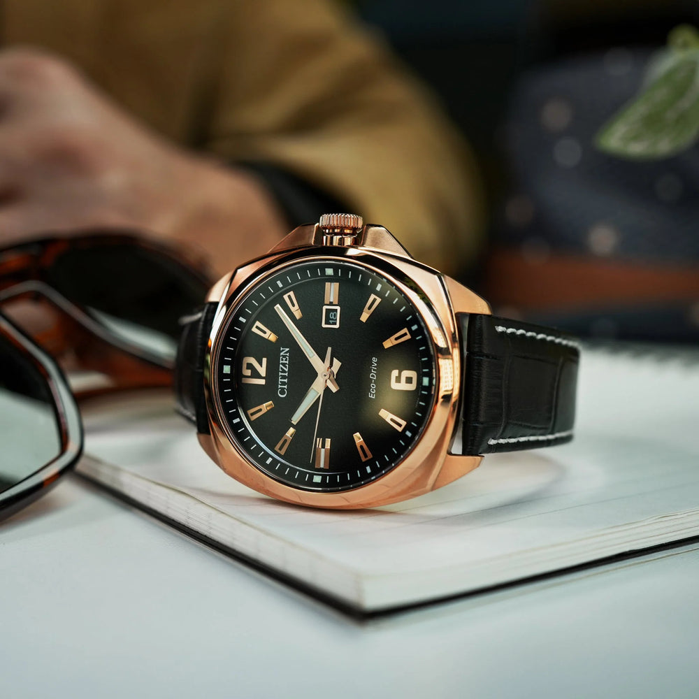 Citizen Aw1723-02e Bold Elegance - Rose Gold & Black LeaTher Timepiece For the Modern Man by i-watch