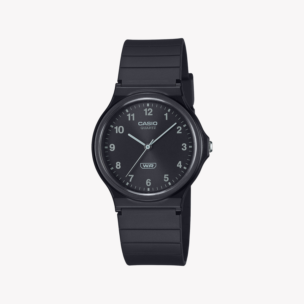 CASIO MQ-24B-1BEF - BOLD SIMPLICITY UNISEX ANALOG WATCH WITH BLACK RESIN BAND AND DIAL