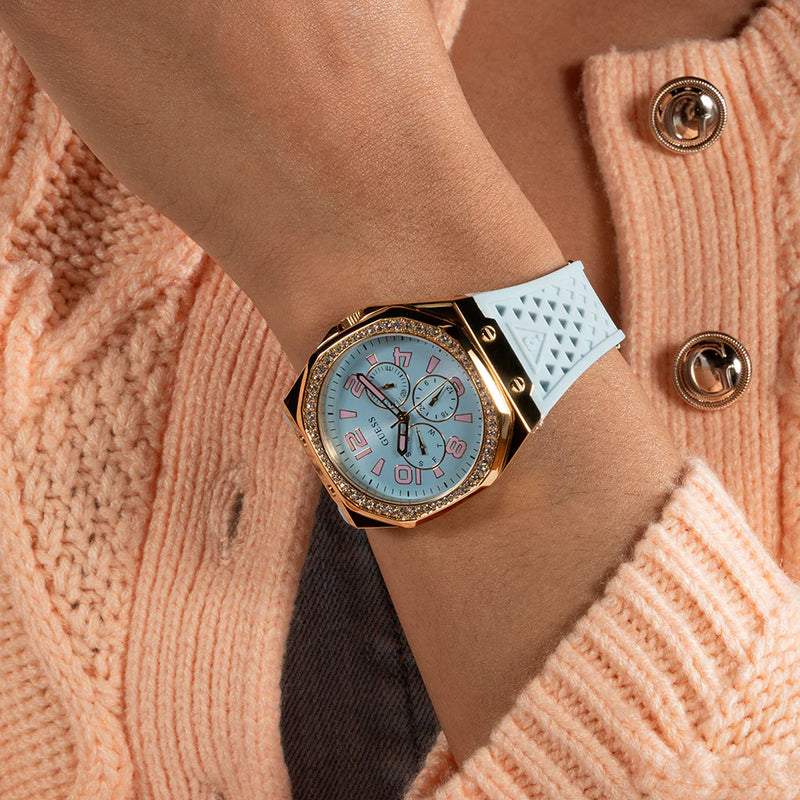 Guess Women's Gold Watch, Blue Silicone Band | Gw0694l1 by i-watch