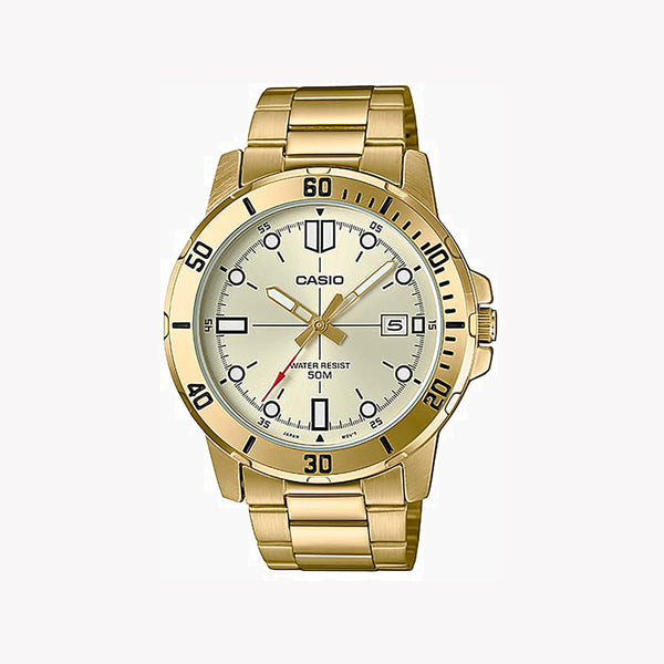 Casio Men's Gold Watch, Beige Dial | Mtp-Vd01g-9ev by i-watch