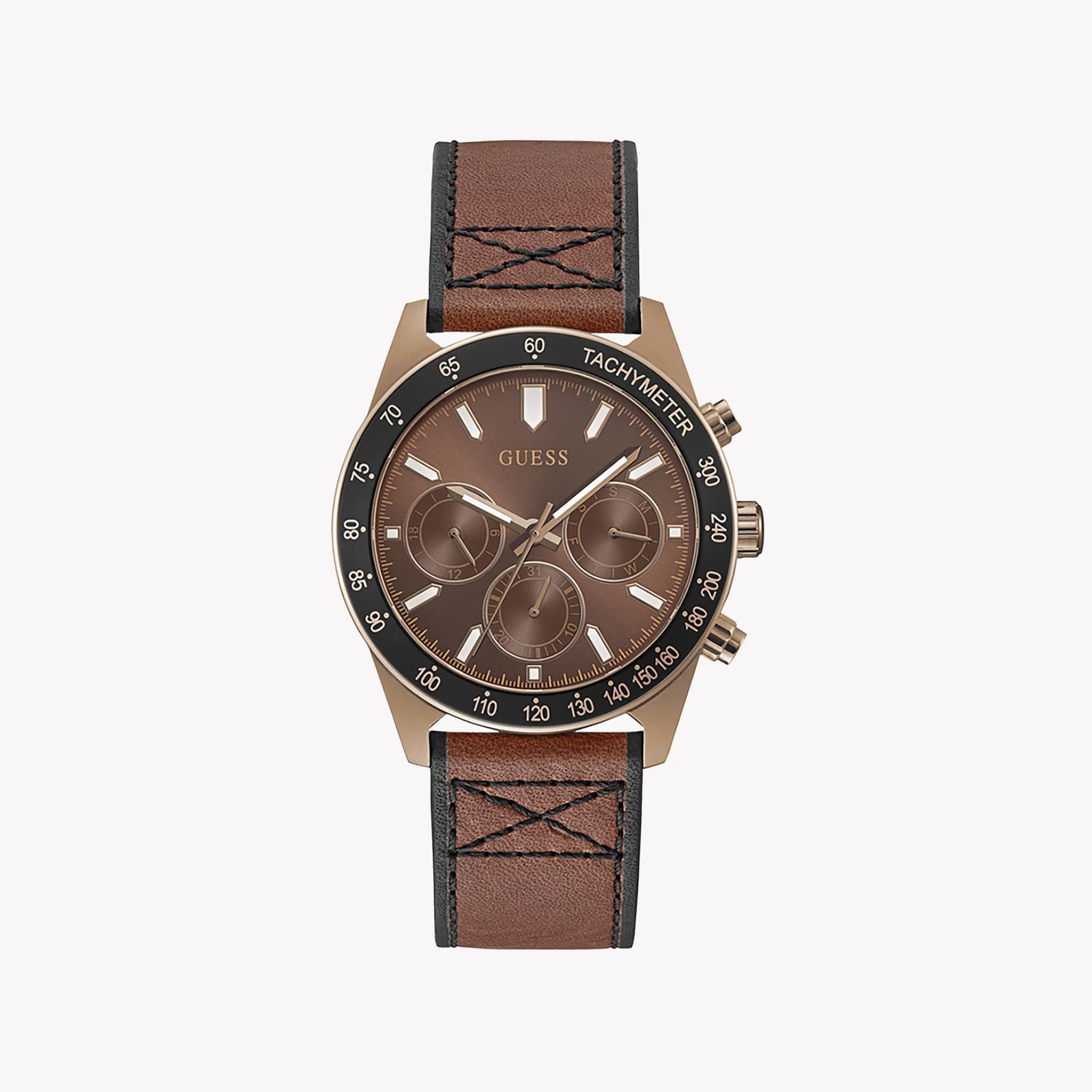 Guess Men's Rose Gold Watch, Brown Leather Band | Gw0331g1 by i-watch
