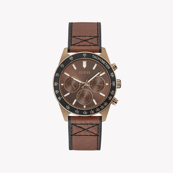Guess Men's Rose Gold Watch, Brown Leather Band | Gw0331g1 by i-watch