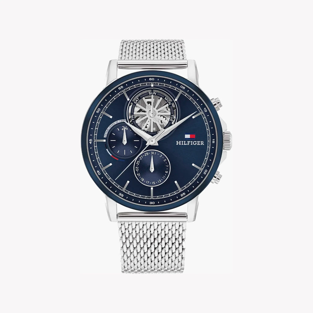 Tommy Hilfiger Men's Silver Watch, Blue Dial | Stewart 1710609 by i-watch