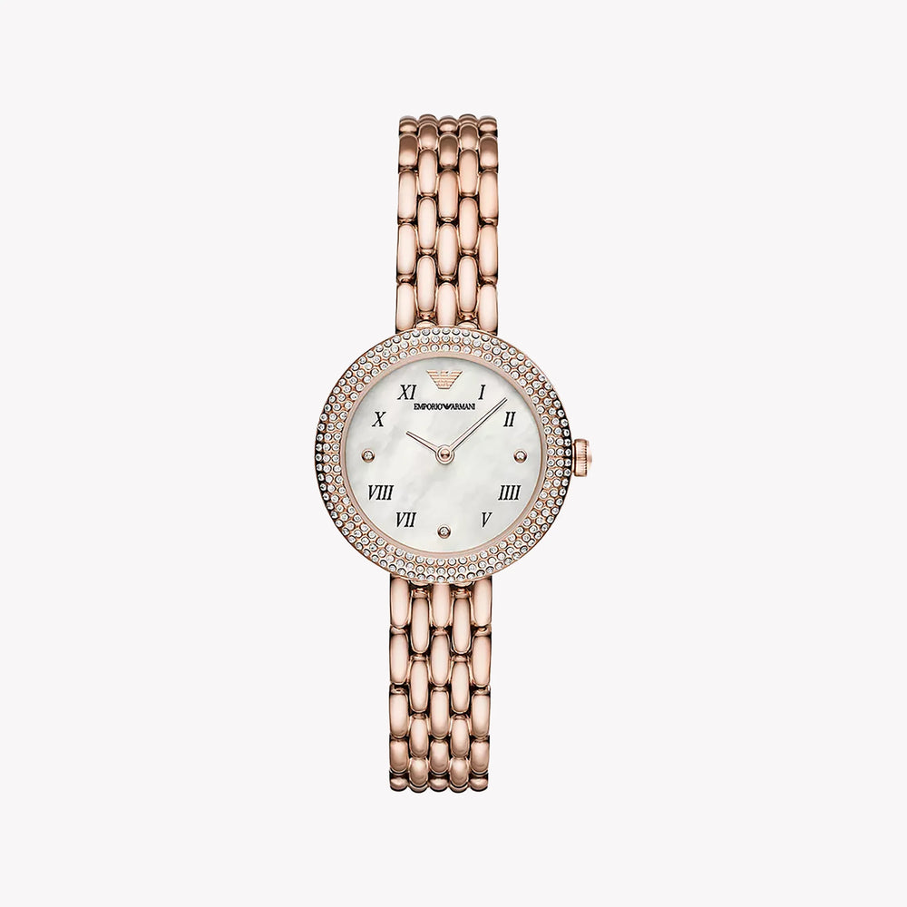 Emporio Armani Women's Rose Gold Stainless Steel Watch, White Dial | Ar11355 by i-watch