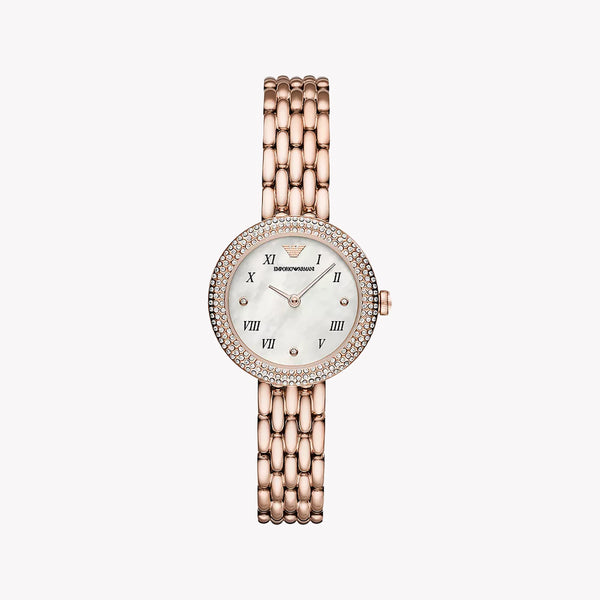Emporio Armani Women's Rose Gold Stainless Steel Watch, White Dial | Ar11355 by i-watch