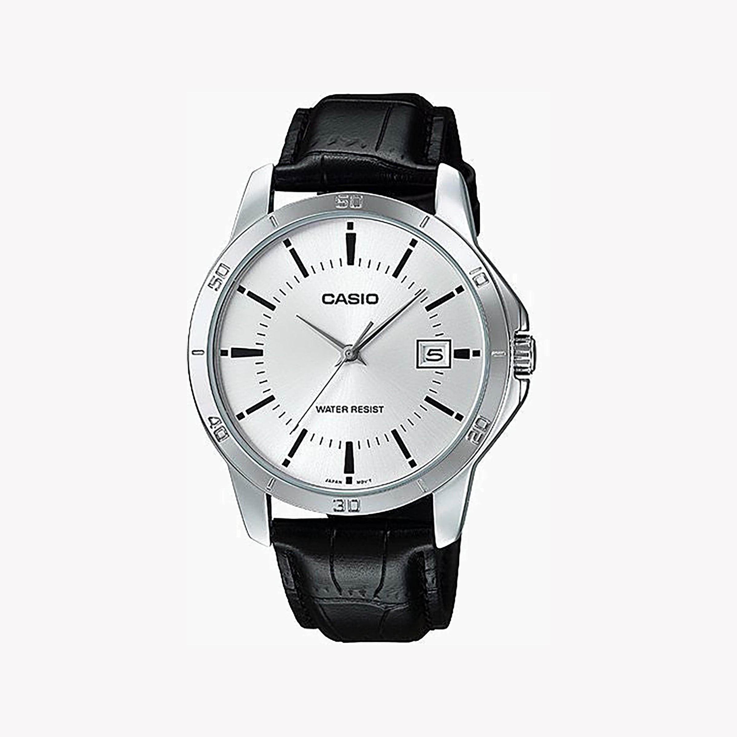 CASIO MTP-V004L-7AUDF - SPORTY ELEGANCE MEN'S WATCH WITH LEATHER BAND & WHITE DIAL