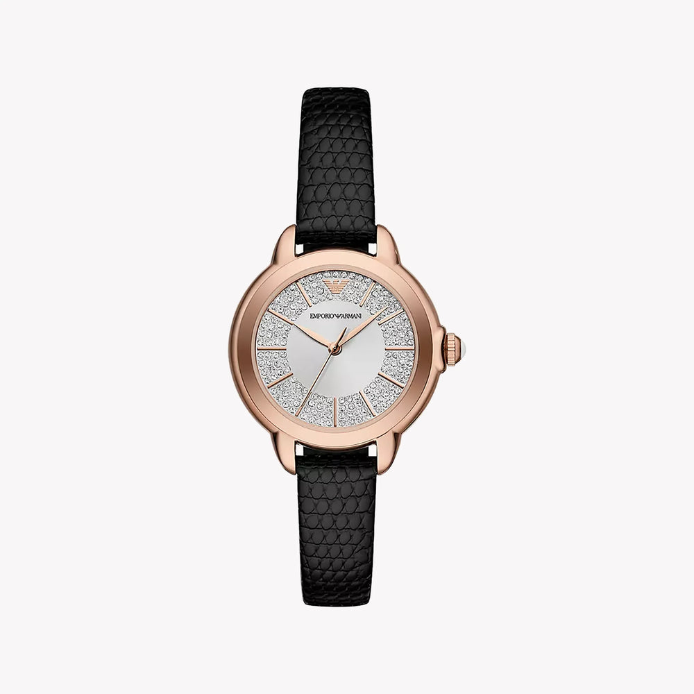 Emporio Armani Women's Rose Gold Watch, Black Leather | Ar11631 by i-watch