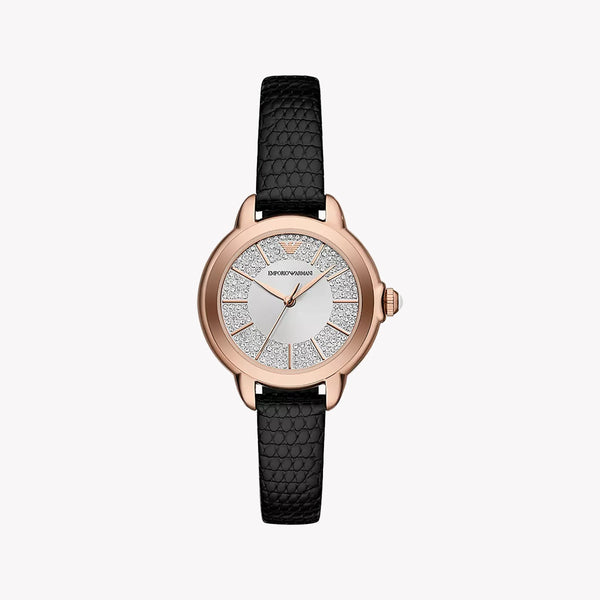 Emporio Armani Women's Rose Gold Watch, Black Leather | Ar11631 by i-watch