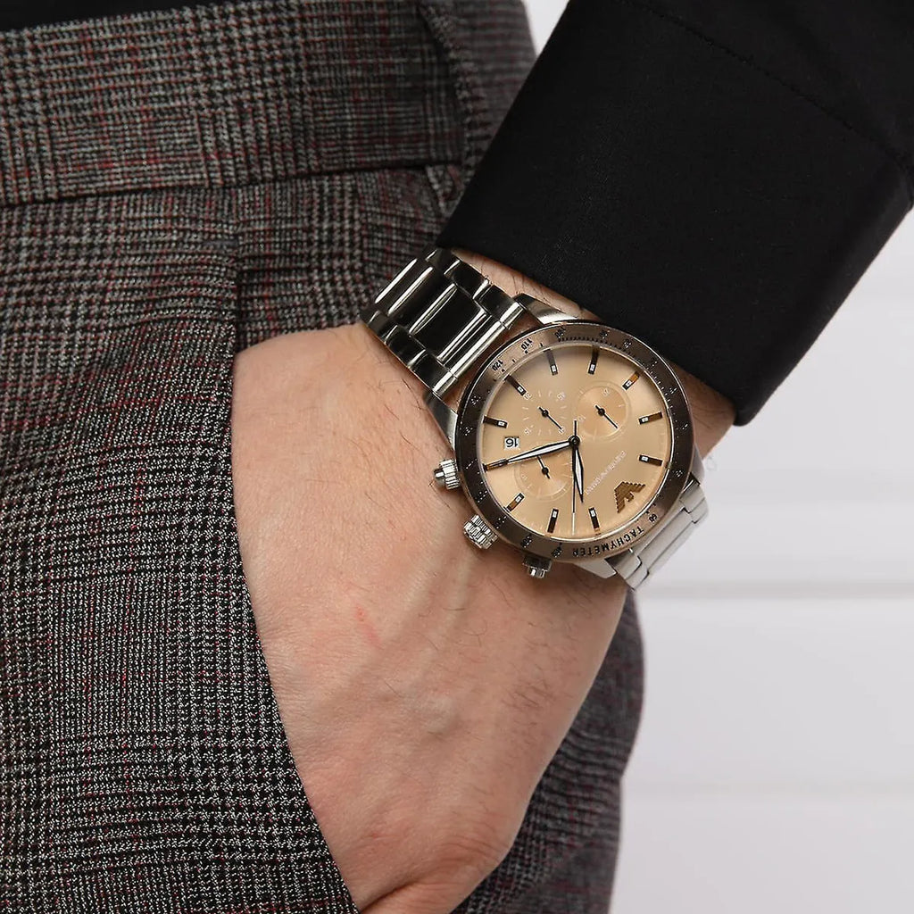 EMPORIO ARMANI AR11352 - ELEGANT TIMEPIECE FOR THE MODERN MAN - SILVER & BROWN DESIGN-i-Watch-4