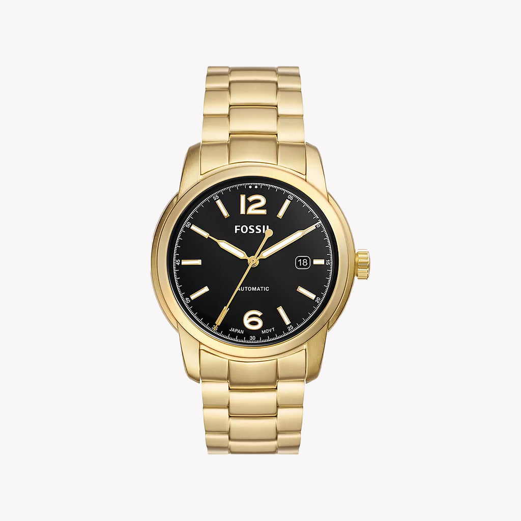 FOSSIL ME3232 AUTOMATIC TIMEPIECE - ELEGANT GOLD & BLACK DIAL MEN'S WATCH