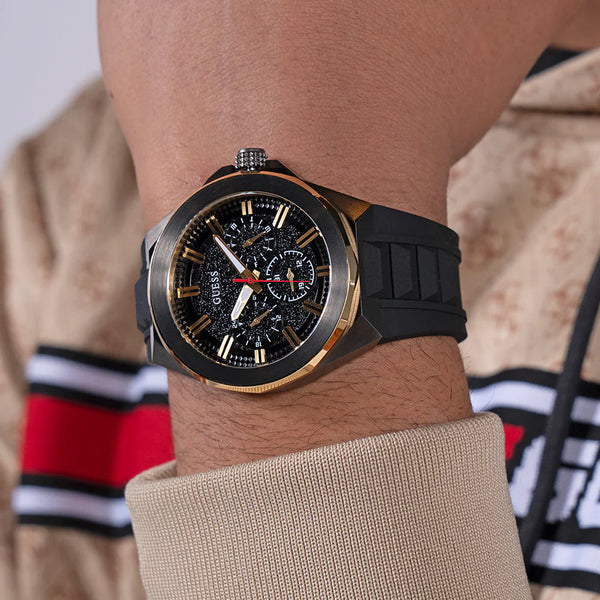Guess Men's Multicolor Steel & Black Silicone Watch | Gw0799g1 by i-watch