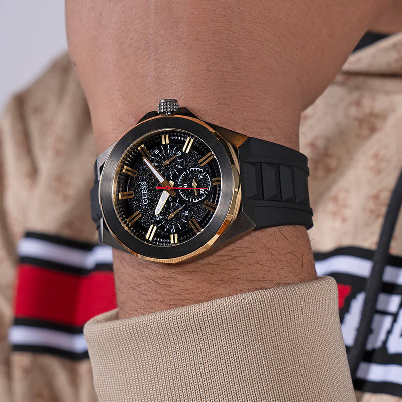 Guess Men's Multicolor Steel & Black Silicone Watch | Gw0799g1 by i-watch